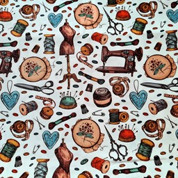 Zeige Details für Baumwollstoff Nähutensilien Bild von Baumwollstoff Nähutensilien